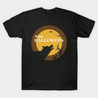 happy wolf halloween T-Shirt